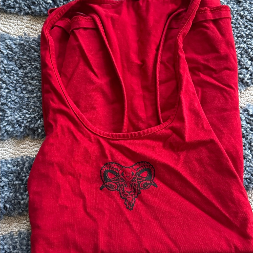 SET OF 2..Goated Like new..Red muscle Tank Top with Ram Skull Design- set of 2